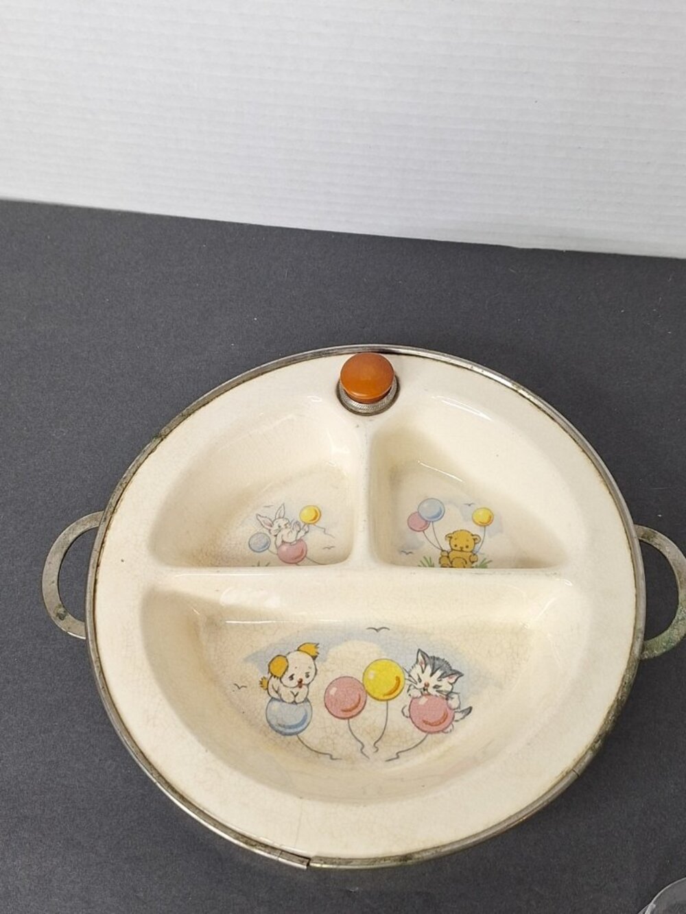 Vintage Excello 1930s ? Baby Food Warming Bowl Divided Bowl